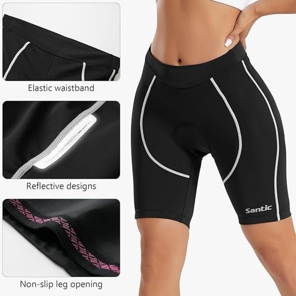 Santic Women's Padded Moisture Wicking Cycling Shorts - Black/White - 2XL - Picture 4 of 4
